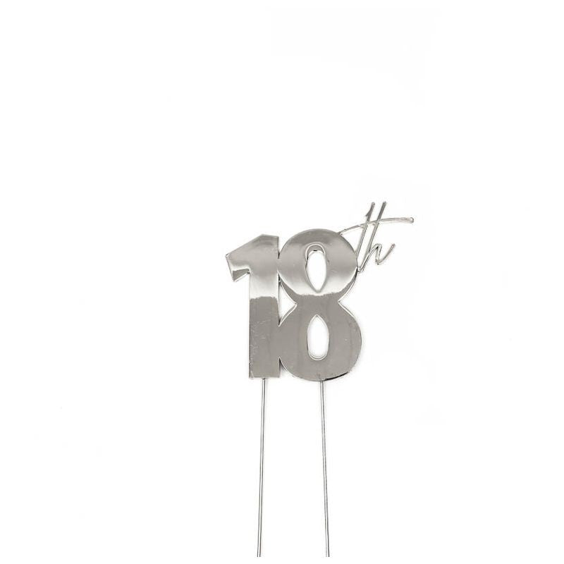 SILVER Metal Cake Topper - 18th