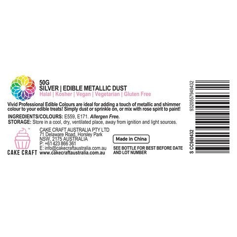 Vivid Edible Metallic Dust - Silver 50g