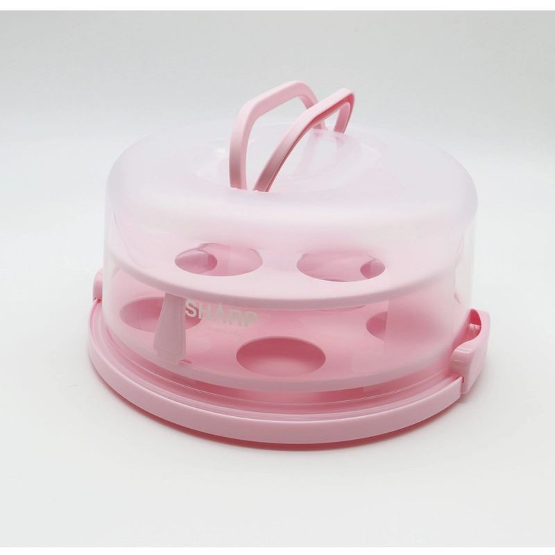 sharp-living-cake-box-double-muffin-carrier-round-pink