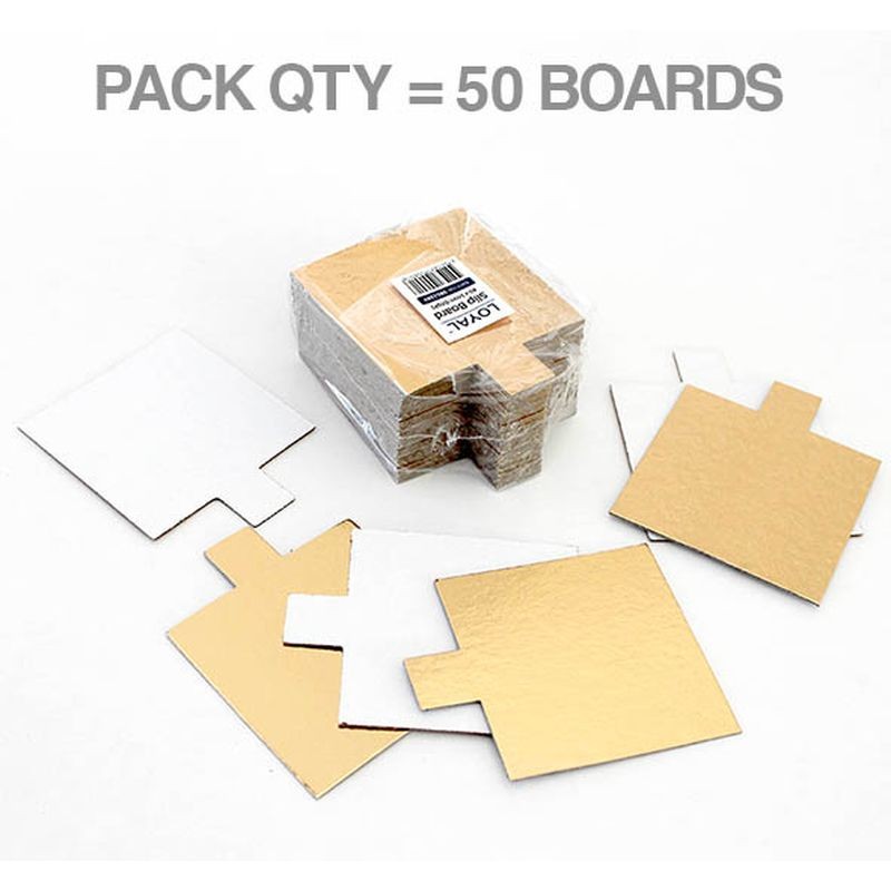 Loyal Dessert/Slip Board + Tab - Square - 80mm Gold - 50 pack