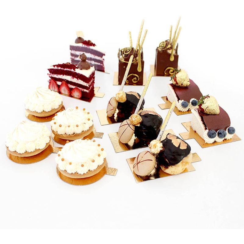 Loyal Dessert/Slip Board + Tab - Square - 80mm Gold - 50 pack