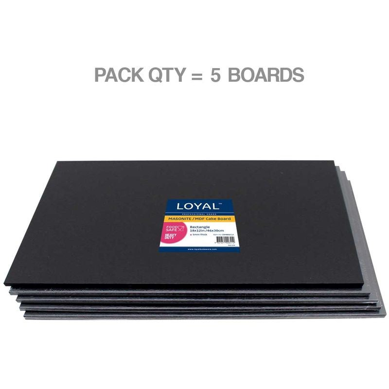 Loyal Masonite Cake Board - Black - Rectangle 18x12inch