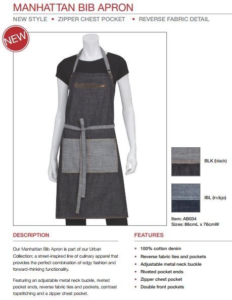 Chef Works Manhattan Bib Apron AB034