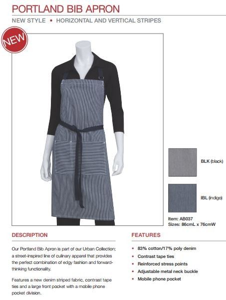 Chef Works Portland Bib Apron AB037