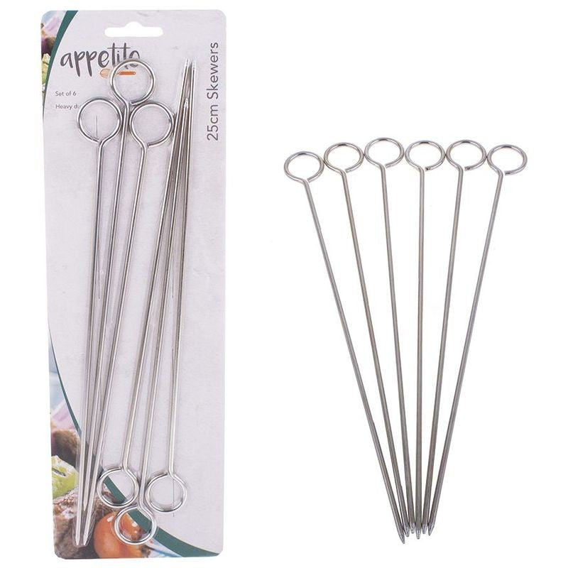 appetito-chrome-skewers-25cm-6-pack
