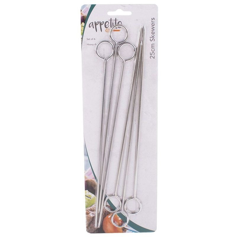 appetito-chrome-skewers-25cm-6-pack