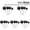 Cake Topper Ball Set Assorted sizes Black 20pcs
