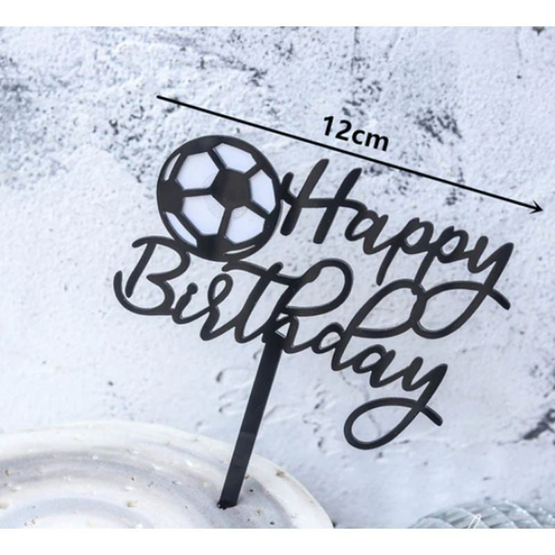 Cake Topper Soccer Happy Birthday Black