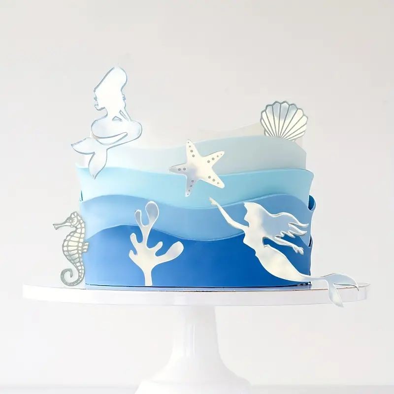 cake-topper-mermaid-silver-6pc