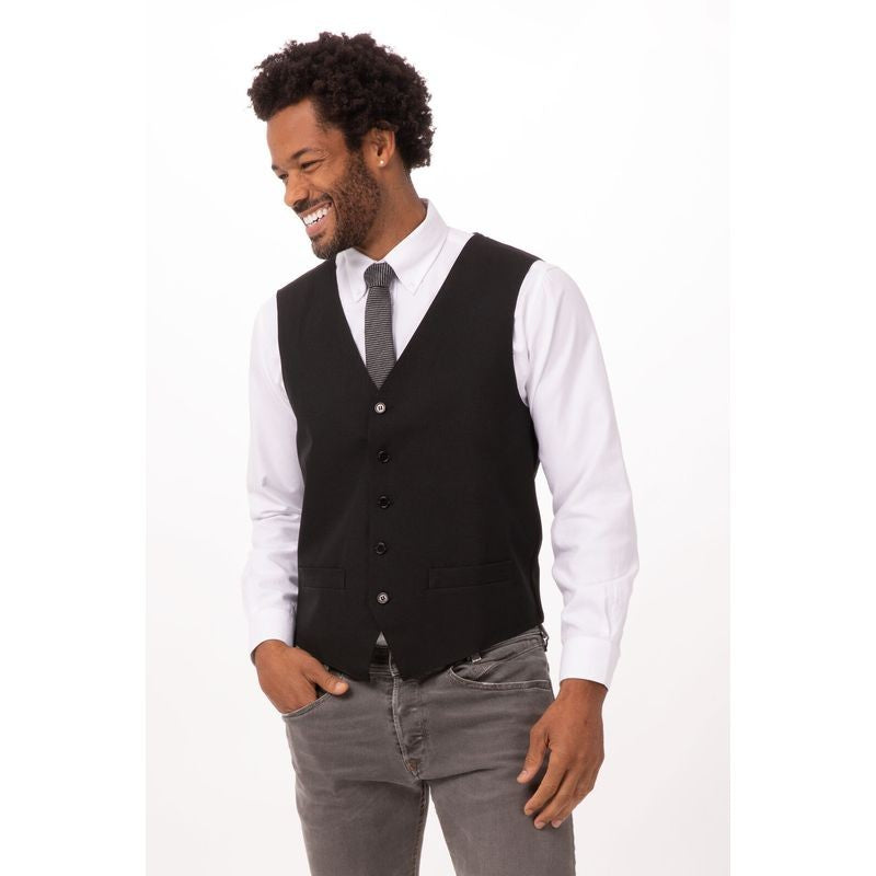 Chef Works Men's Black Basic Vest - VPME-BLK