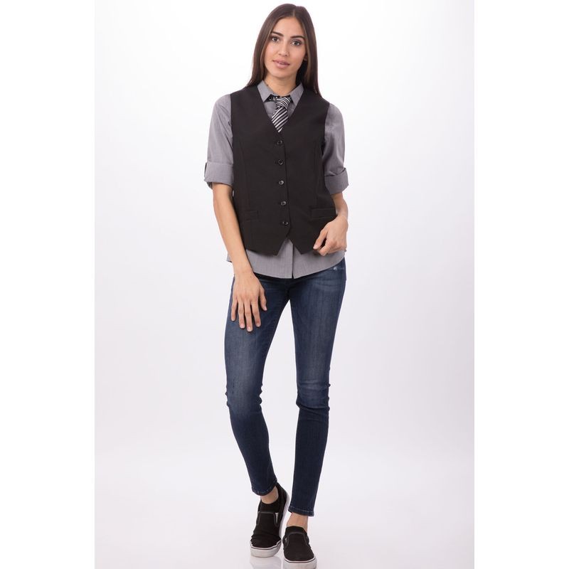 Chef Works Women's Black Basic Vest - VPWO-BLK