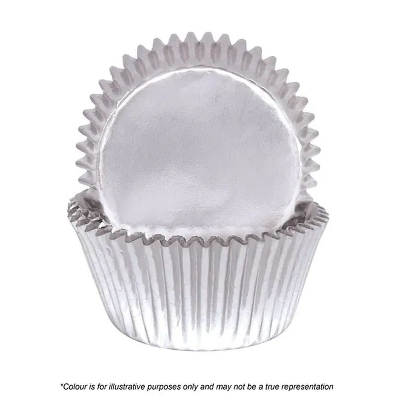 Cake Craft Foil Baking Cups - 390 - Silver Foil 72pk