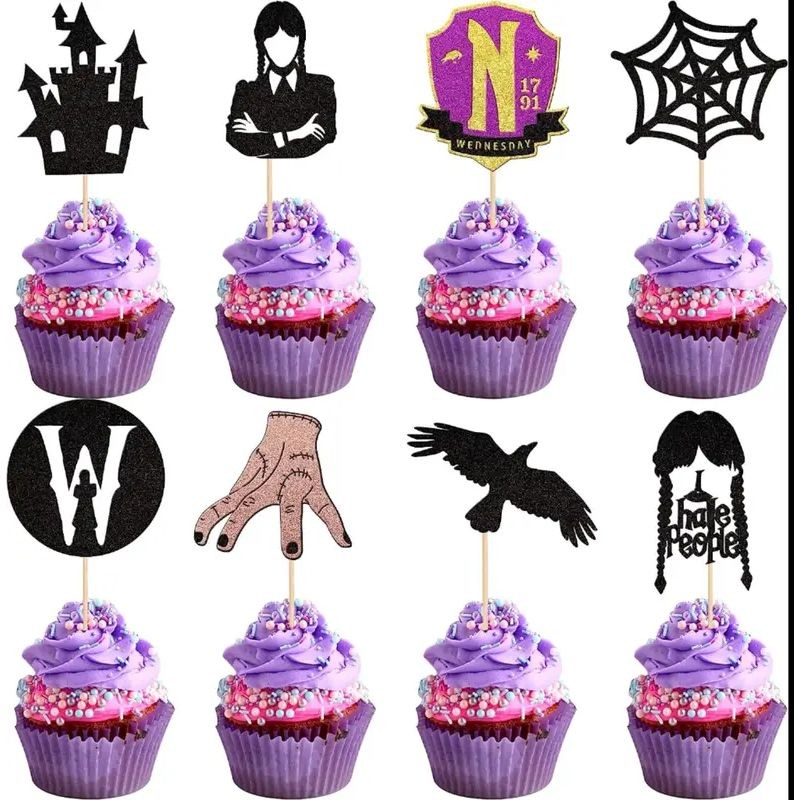 Wednesday Cake Topper 8pc set