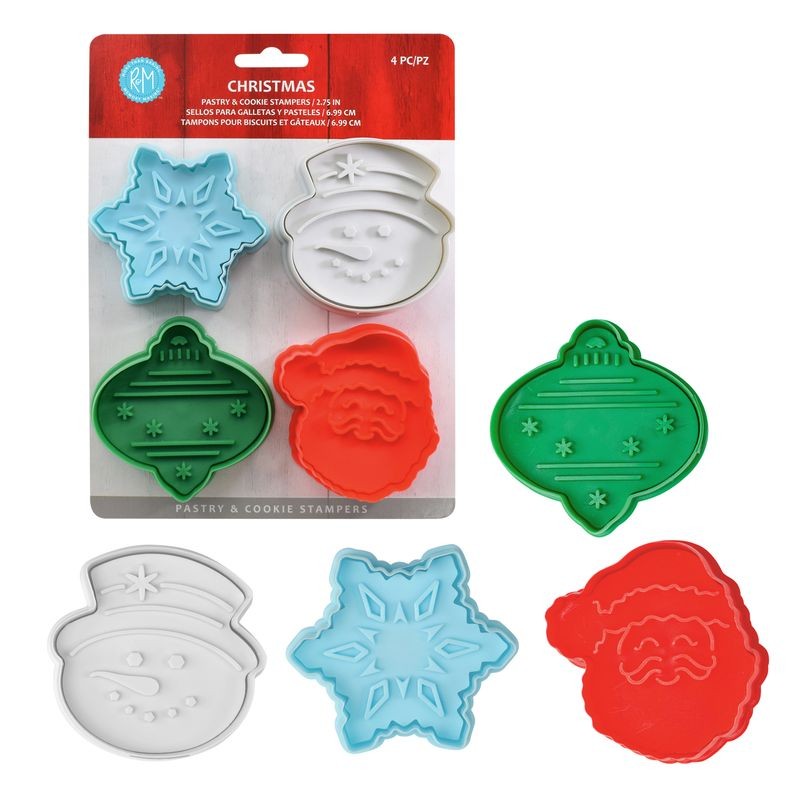 R&M Christmas 3D Cookie Stamper 4pc Set