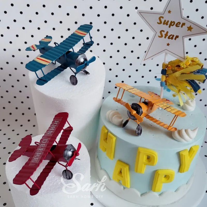 cake-topper-biplane-yellow-1pc