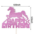 Cake Topper - Happy Birthday Horse Pink Glitter
