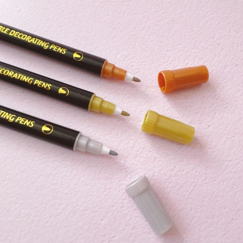 More Metallic Edible Markers Set of 3 - Gold, Copper and Silver Pearl