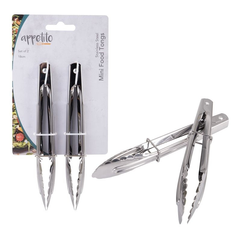 appetito-stainless-steel-mini-tongs-18cm-set-of-2
