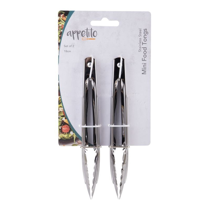 appetito-stainless-steel-mini-tongs-18cm-set-of-2
