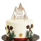 Wooden One Happy Camper Cake Topper