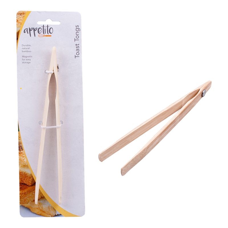 Appetito Bamboo Toast Tongs with magnet 20cm