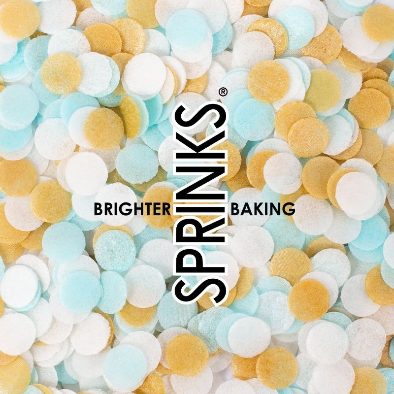 Sprinks Blue, White & Gold Mix Wafer Decorations - 9g