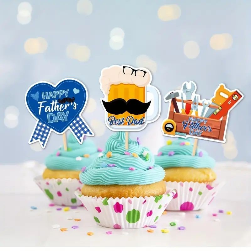 Cupcake Toppers Fathers Day 8pc Assorted Designs
