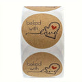 Sticker 'Baked with love' with oven mitt Kraft Round 500pc