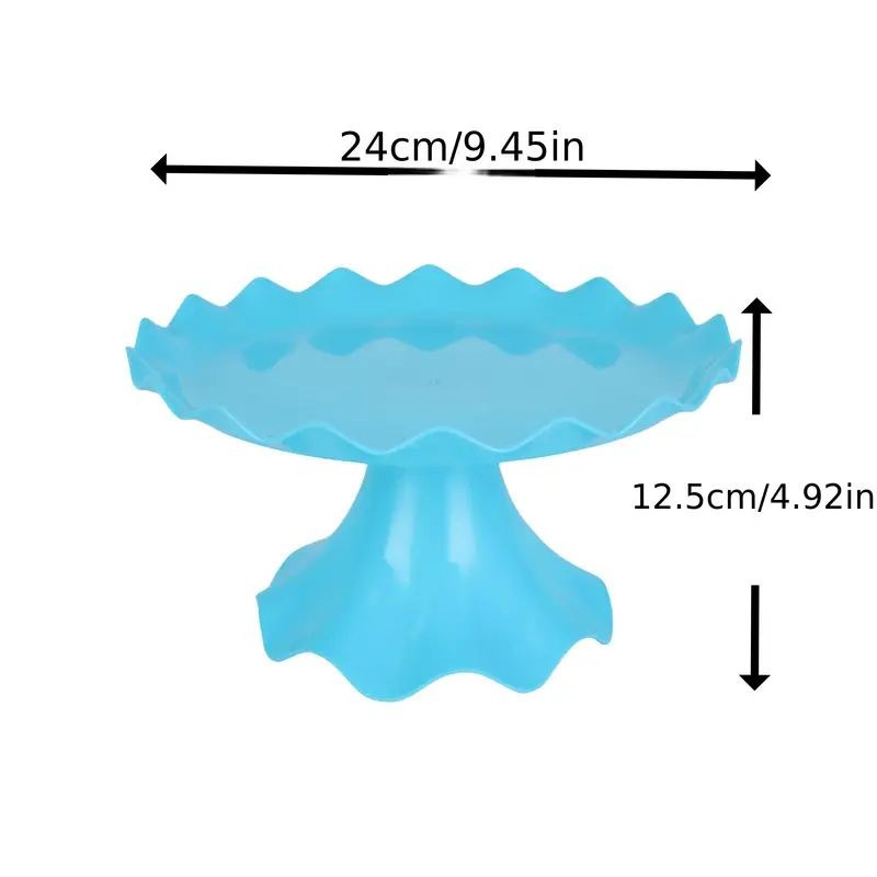 Scalloped Plastic Cake Stand - Blue
