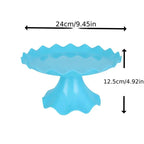 Scalloped Plastic Cake Stand - Blue