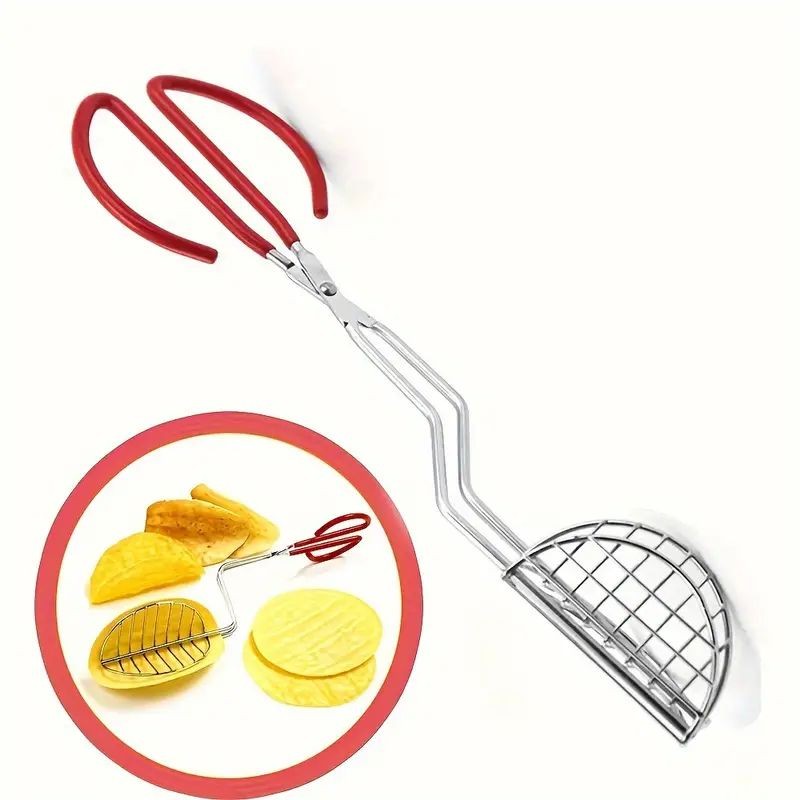 taco-shaped-deep-fryer-tongs-stainless-steel