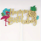 Cake Topper Hawaiian Themed Gold Glitter