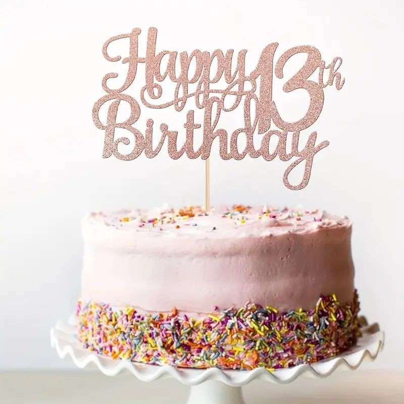 cake-topper-happy-birthday-13th-rose-gold-glitter