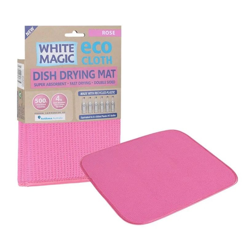 White Magic Dish Drying Mat Rose