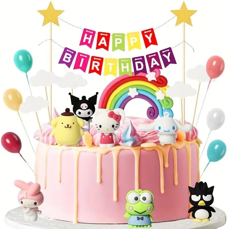 Cake Topper Sanrio Kuromi Cute Anime Figurine 7pc Set