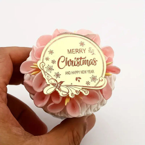 Acrylic Topper Snowflake Merry Christmas Gold