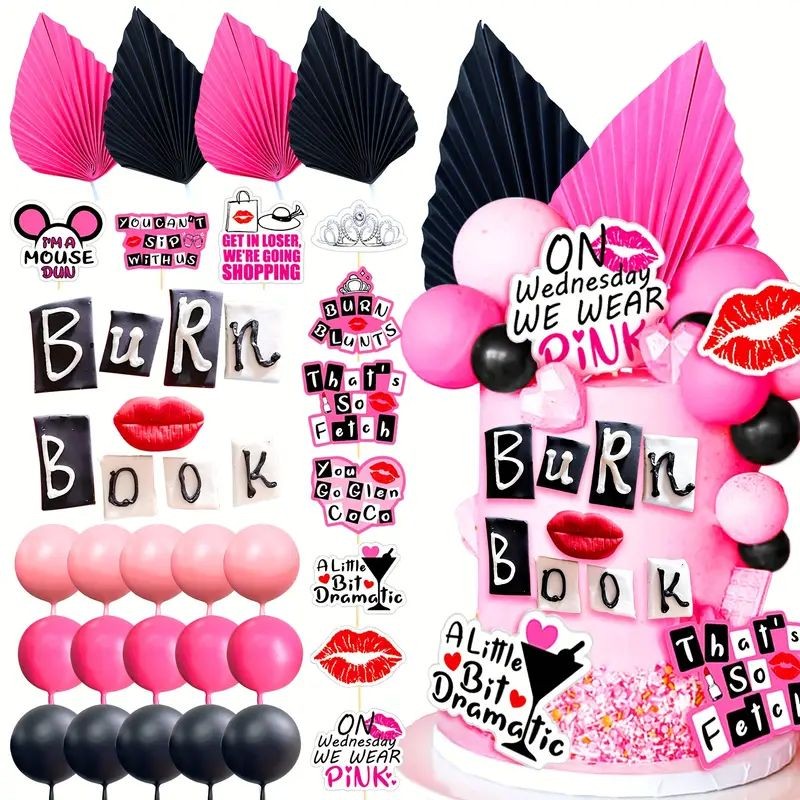 cake-topper-burn-book-pink-black-32pc-set