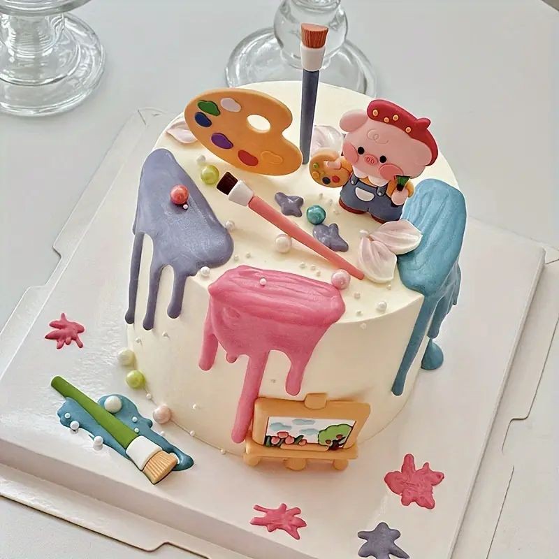 cake-topper-painting-piggy-6pc-set