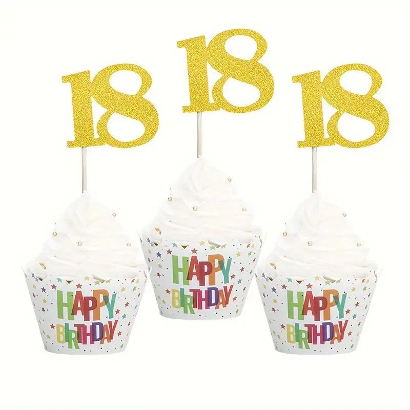 cupcake-toppers-18th-gold-glitter-12pcs