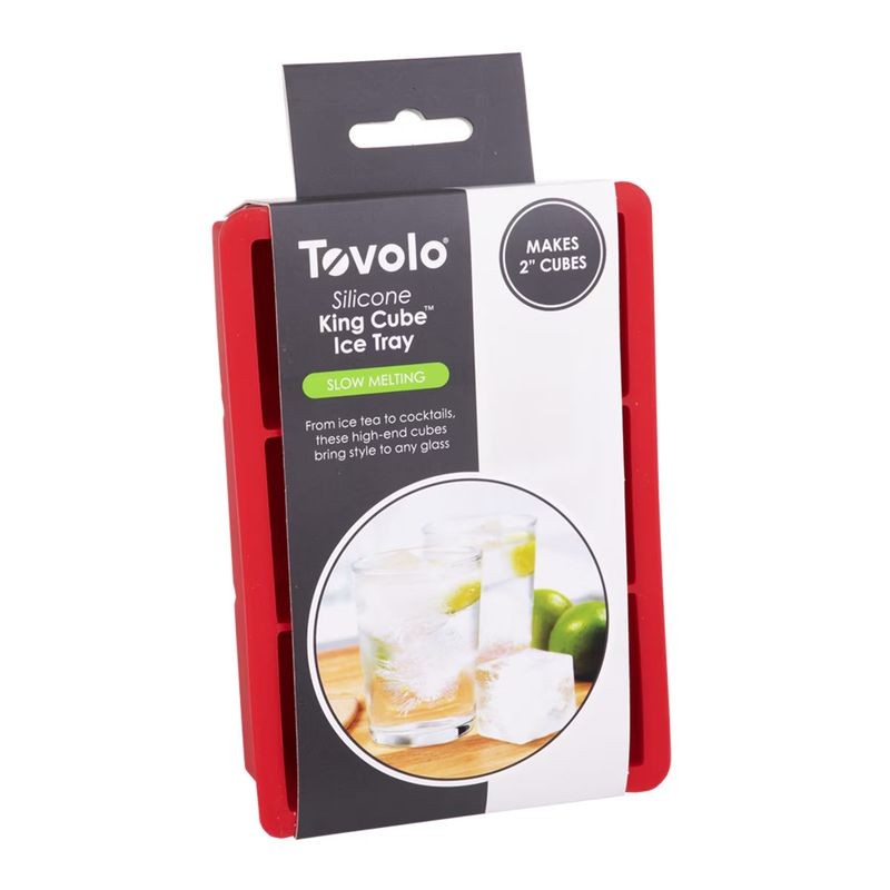 Tovolo King Cube Ice Tray - 2 inch cubes - Apple Red