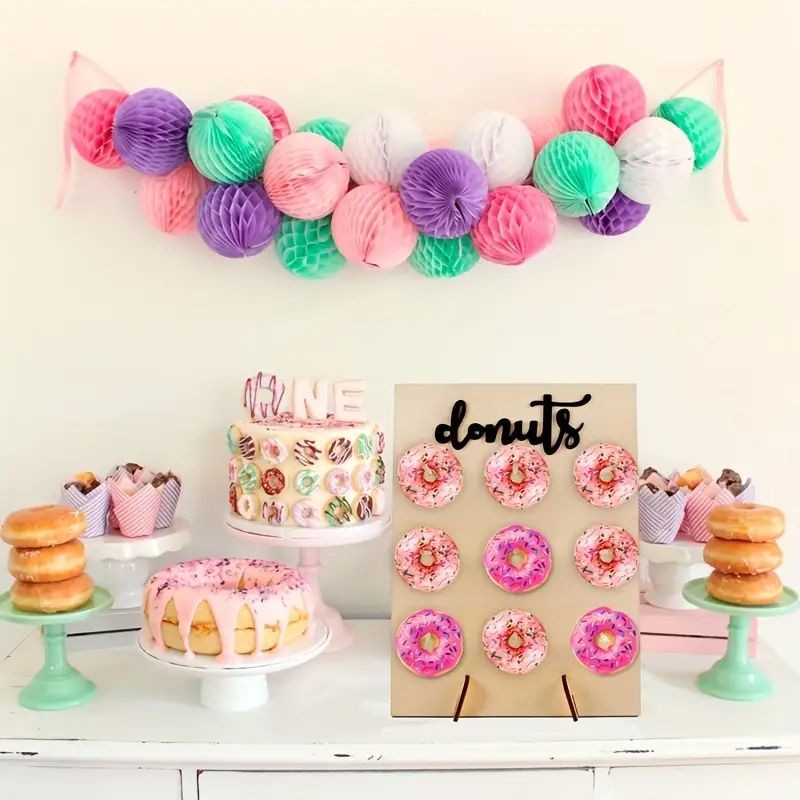 Wooden Donut Stand Rectangle Shape 9 peg