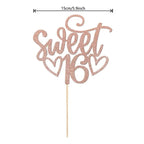 Cake Topper Sweet 16 Rose Gold Glitter