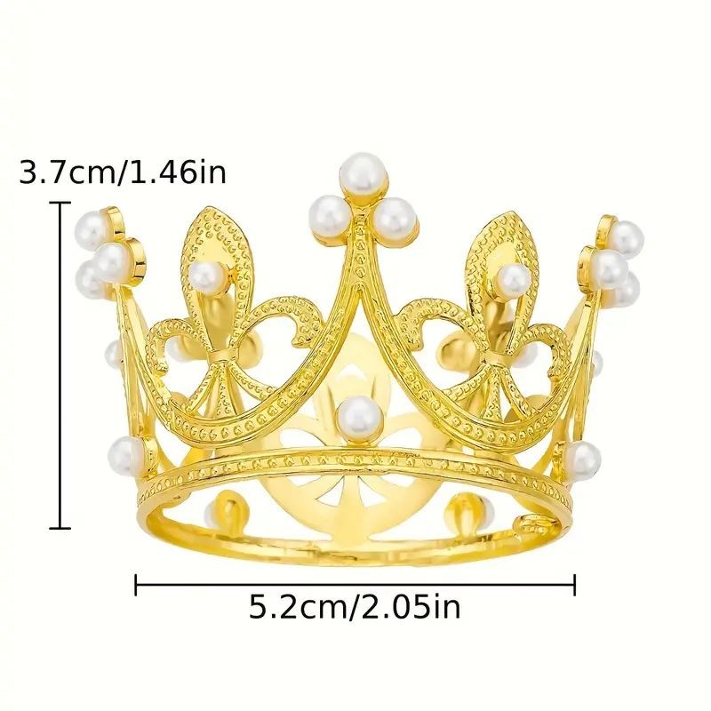 Cake Topper Gold Crown Pearl Large