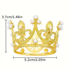Cake Topper Gold Crown Pearl Large