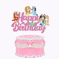 Cake Topper Bluey Style Family Happy Birthday 1pc