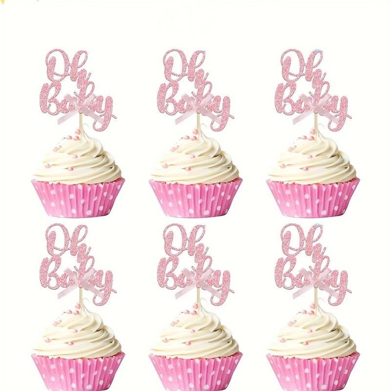 Cupcake Toppers Oh Baby 12pc Pink