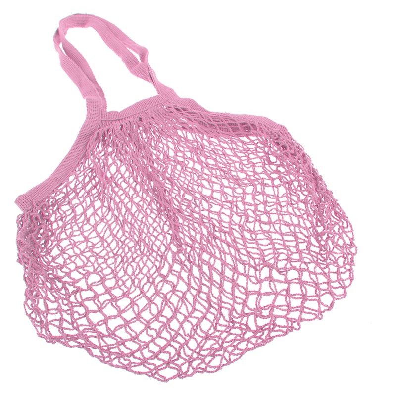 Sachi Cotton String Bag - Long Handle - Pastel Pink