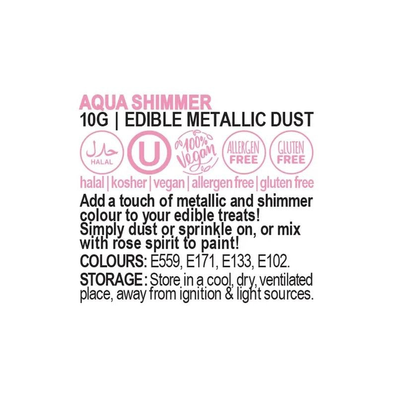 Vivid Edible Metallic Dust - Aqua Shimmer 10g