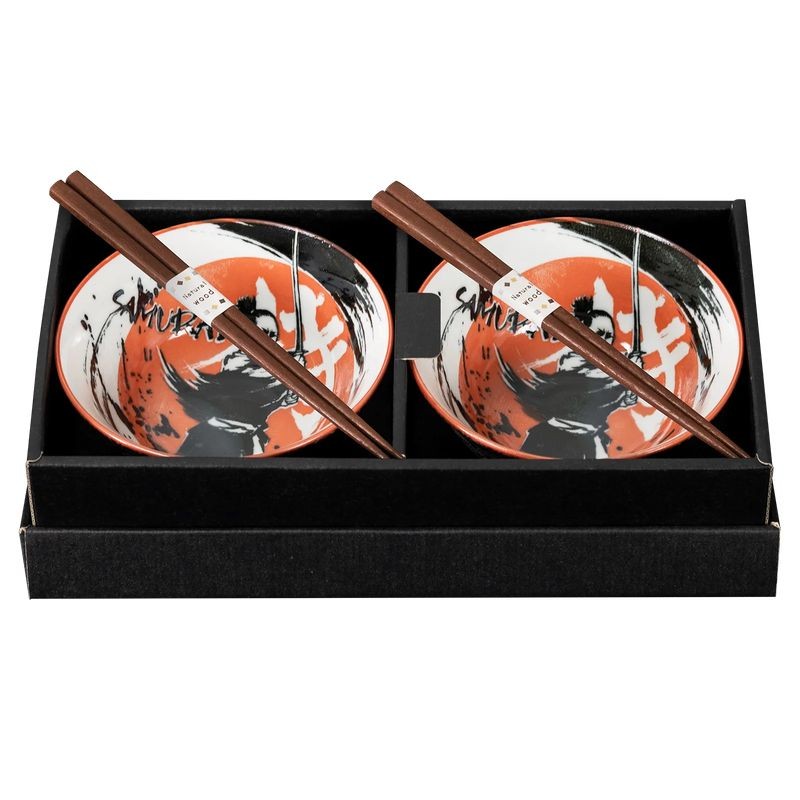Omotenashi Samurai Donburi Bowl & Chopstick Gift Set for Two