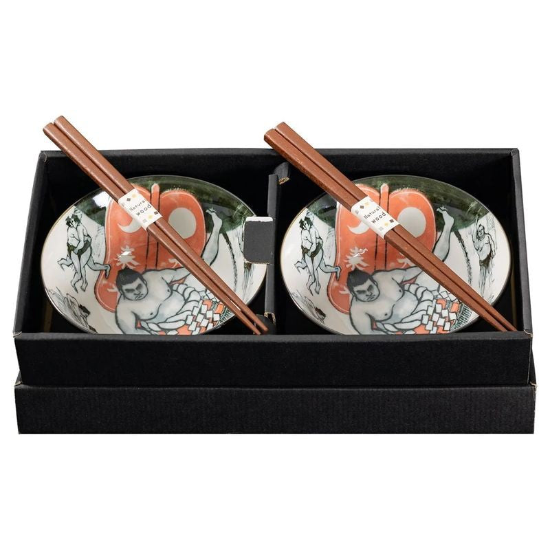 Omotenashi Sumo Donburi Bowl & Chopstick Gift Set for Two